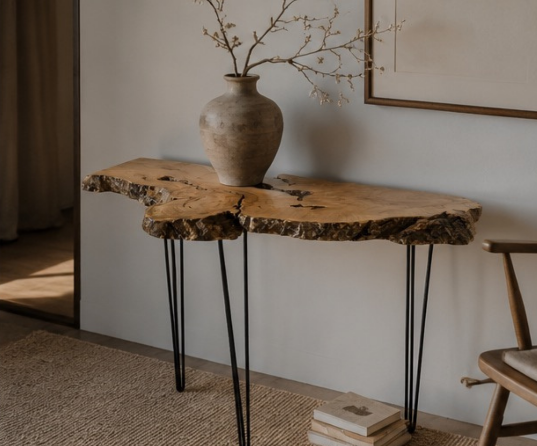 Console - Flaming Box Elder | Matte Black Hair Pin Legs